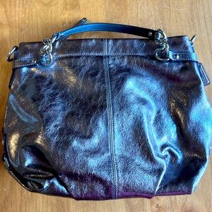 Coach Shiny Silver Leather Women's Bag